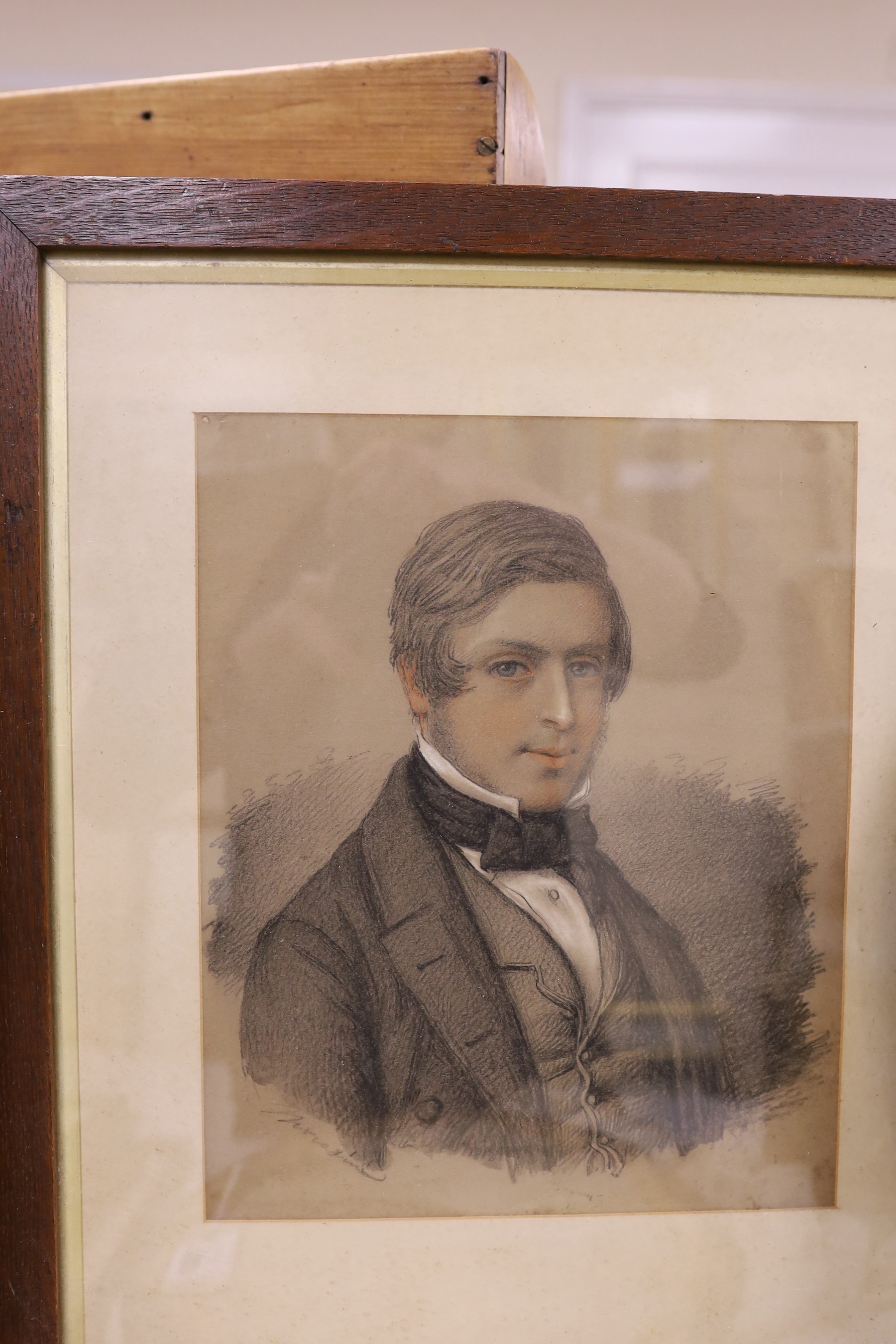 M. Frantz (19th C.), two watercolours, Portraits of a lady and gentleman, one signed and dated 1856, and another similar portrait, largest 31 x 27cm